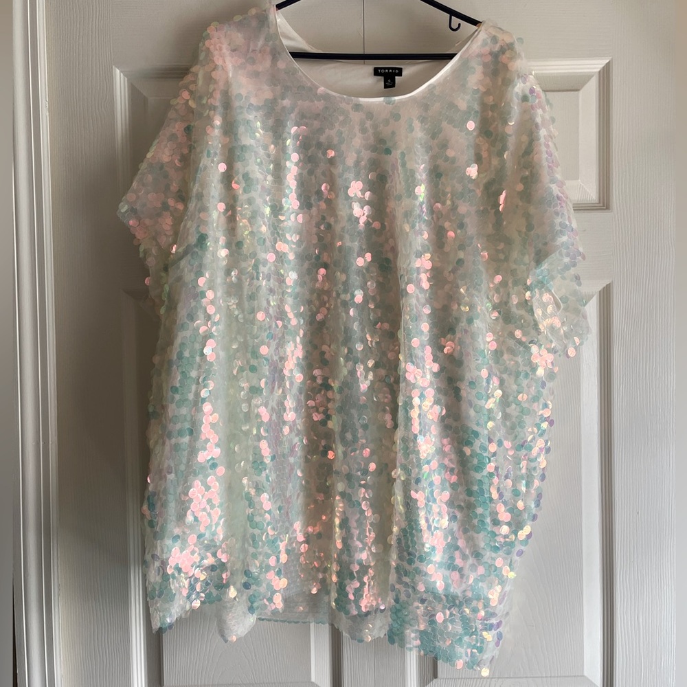White Torrid Sequin Top